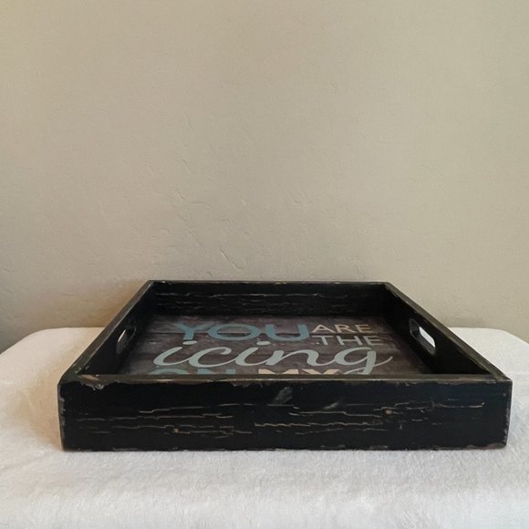 Tray You Are The Icing On My Cupcake Blue Gray Black Decorative Vintage Style - Picture 4 of 6